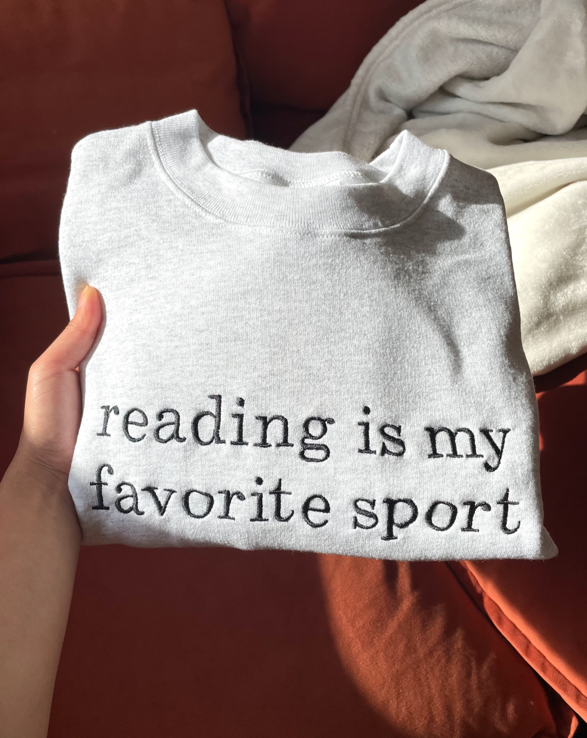 Reading is my favorite sport sweatshirt - light ash gray