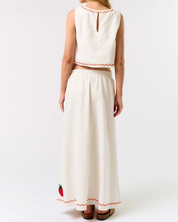 Linen Fruit Embroidered Skirt