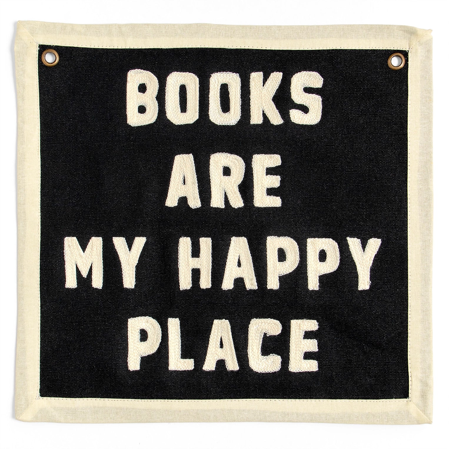 Books Are My Happy Place Embroidered Banner