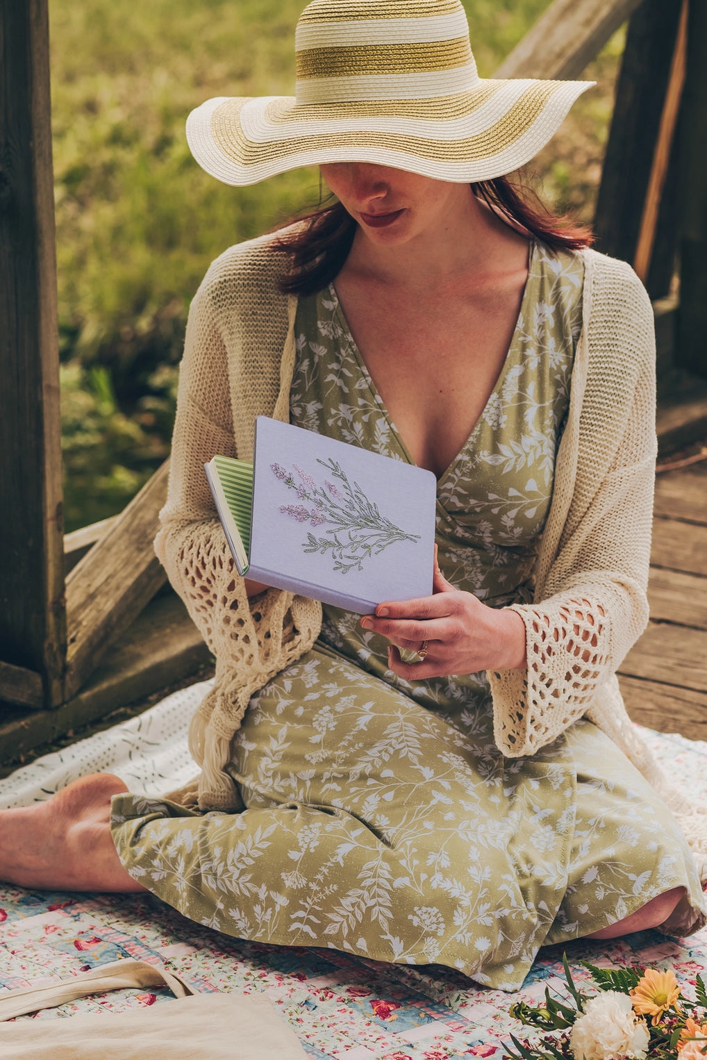 Lavender Bunch Embroidered Journal Notebook