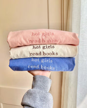 Hot Girls Read Books - Periwinkle Regular Cut T-Shirt / Bubble or Classic Font