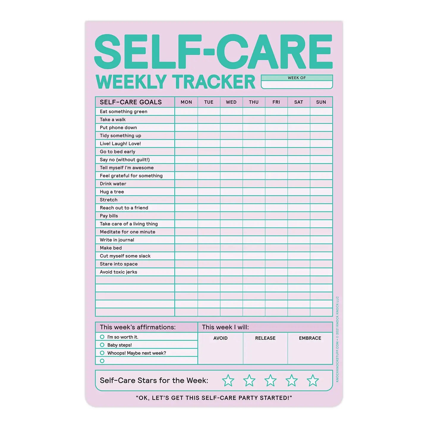 Self-Care Weekly Tracker Notepad