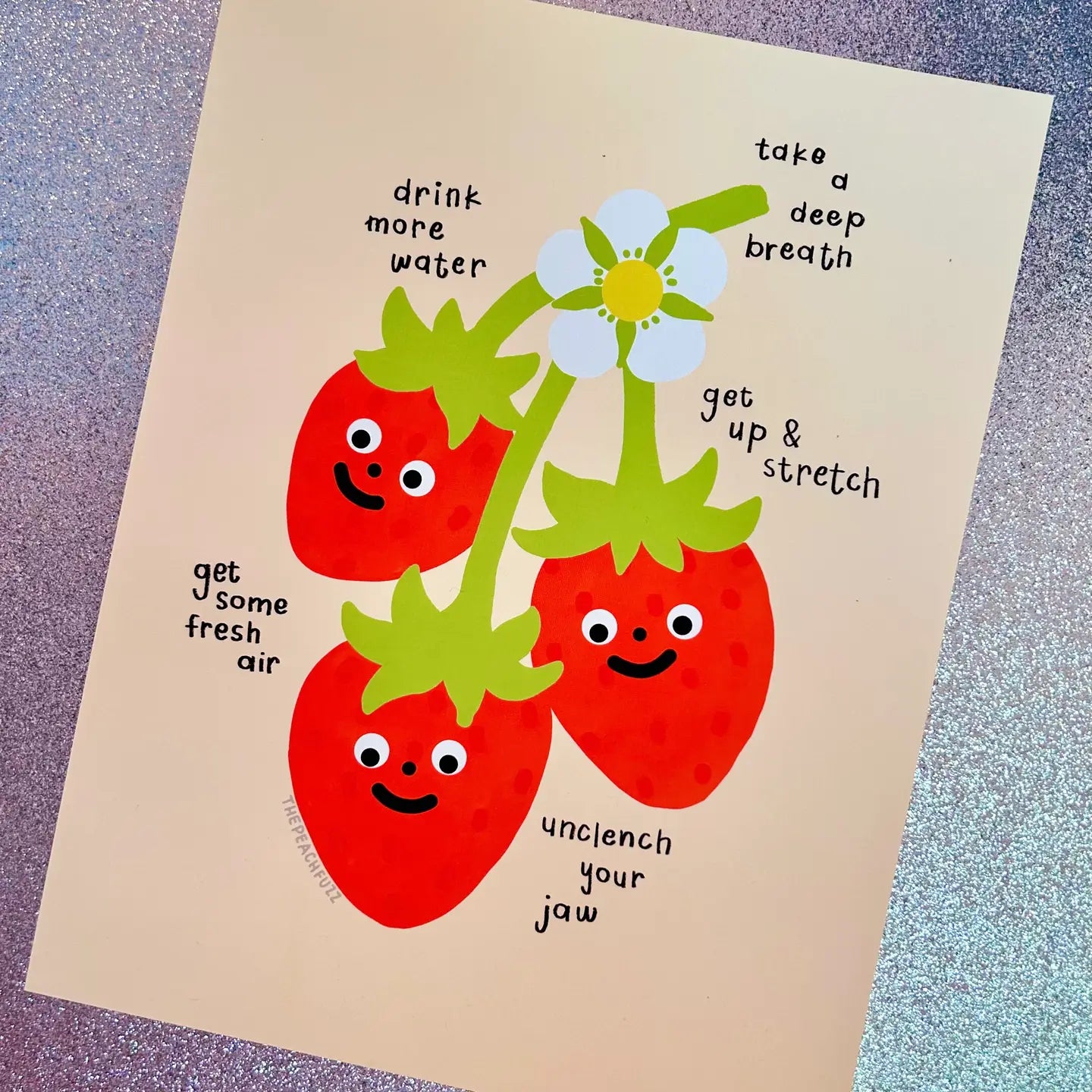 Self-care Strawberries Print (8.5x11)