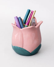 Ceramic Vase/Pencil Cup - Pink Tulip