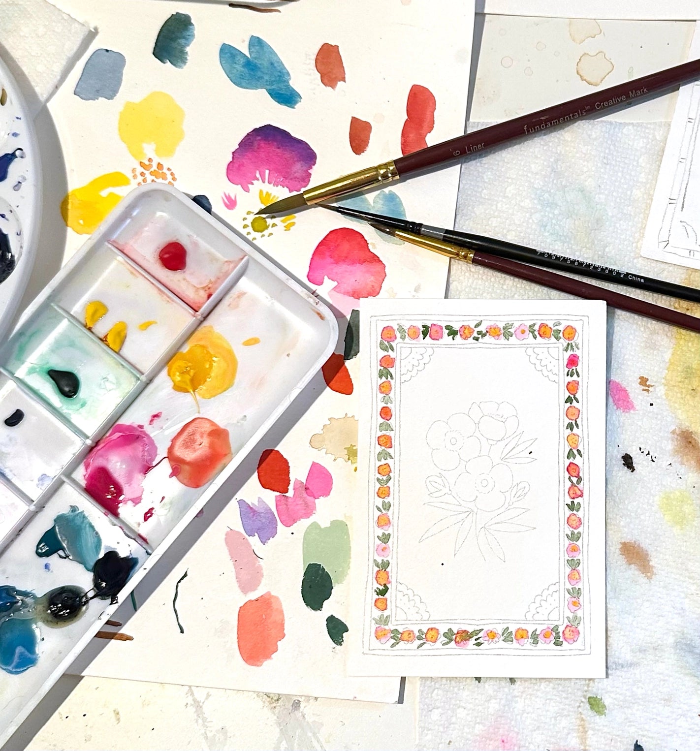 Mini Watercolor Painting Kit : Flowers