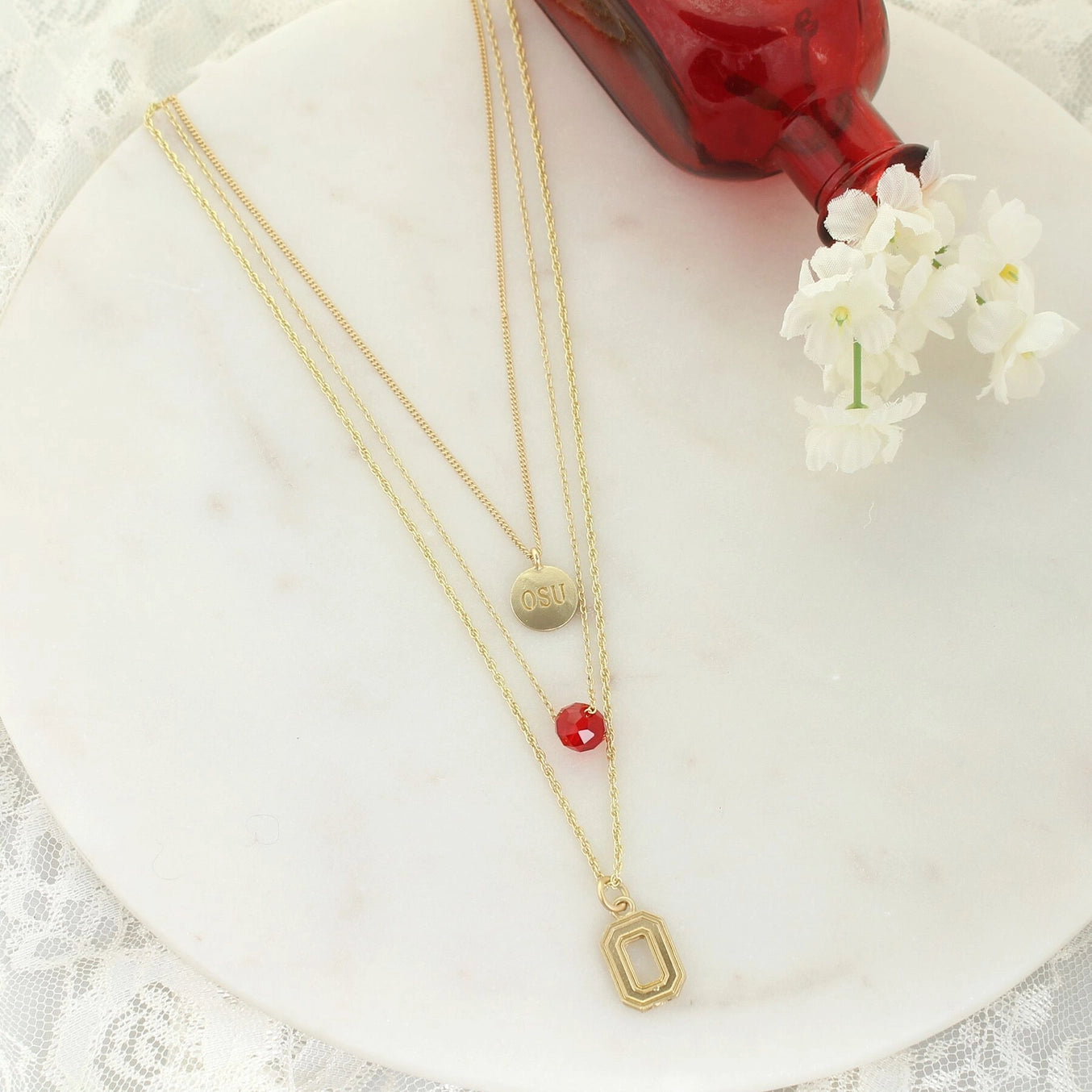 3 separate necklaces - 16''- 20'' Ohio State Matte Gold Logo Trio