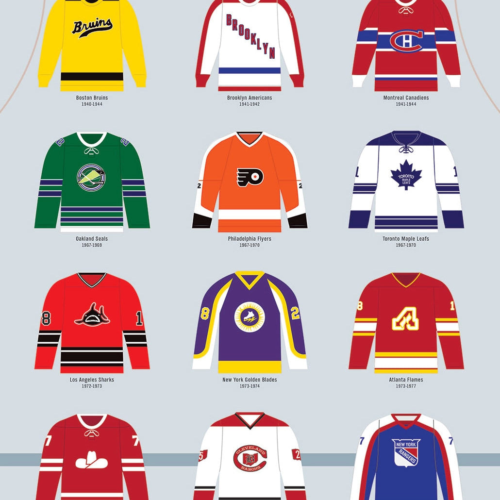 Visual Compendium of Hockey Jerseys Art Print - 36"x24"