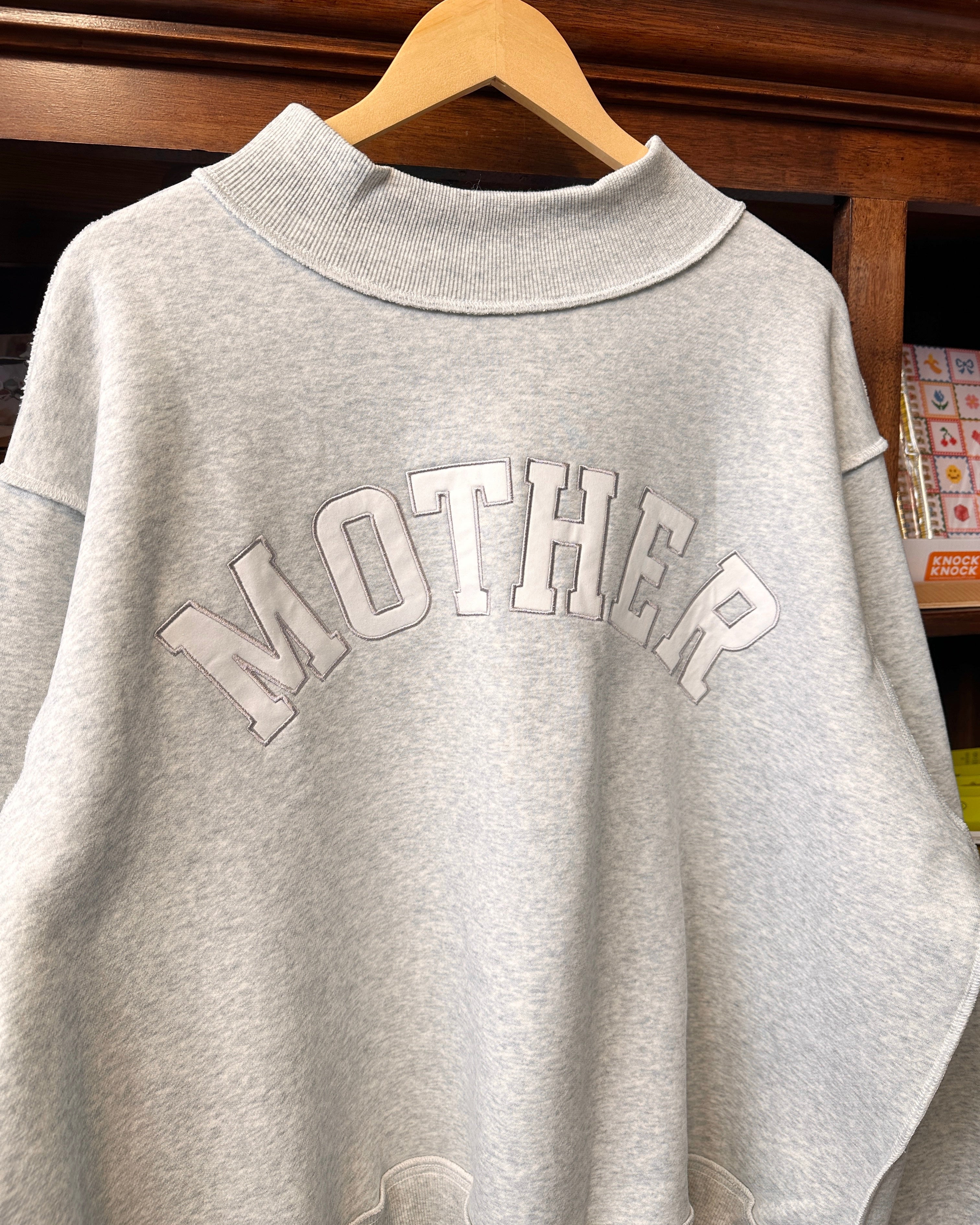 Mother Embroidered Mock Neck Sweatshirt