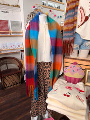 Colorful Plaid Scarf - Cool Tones