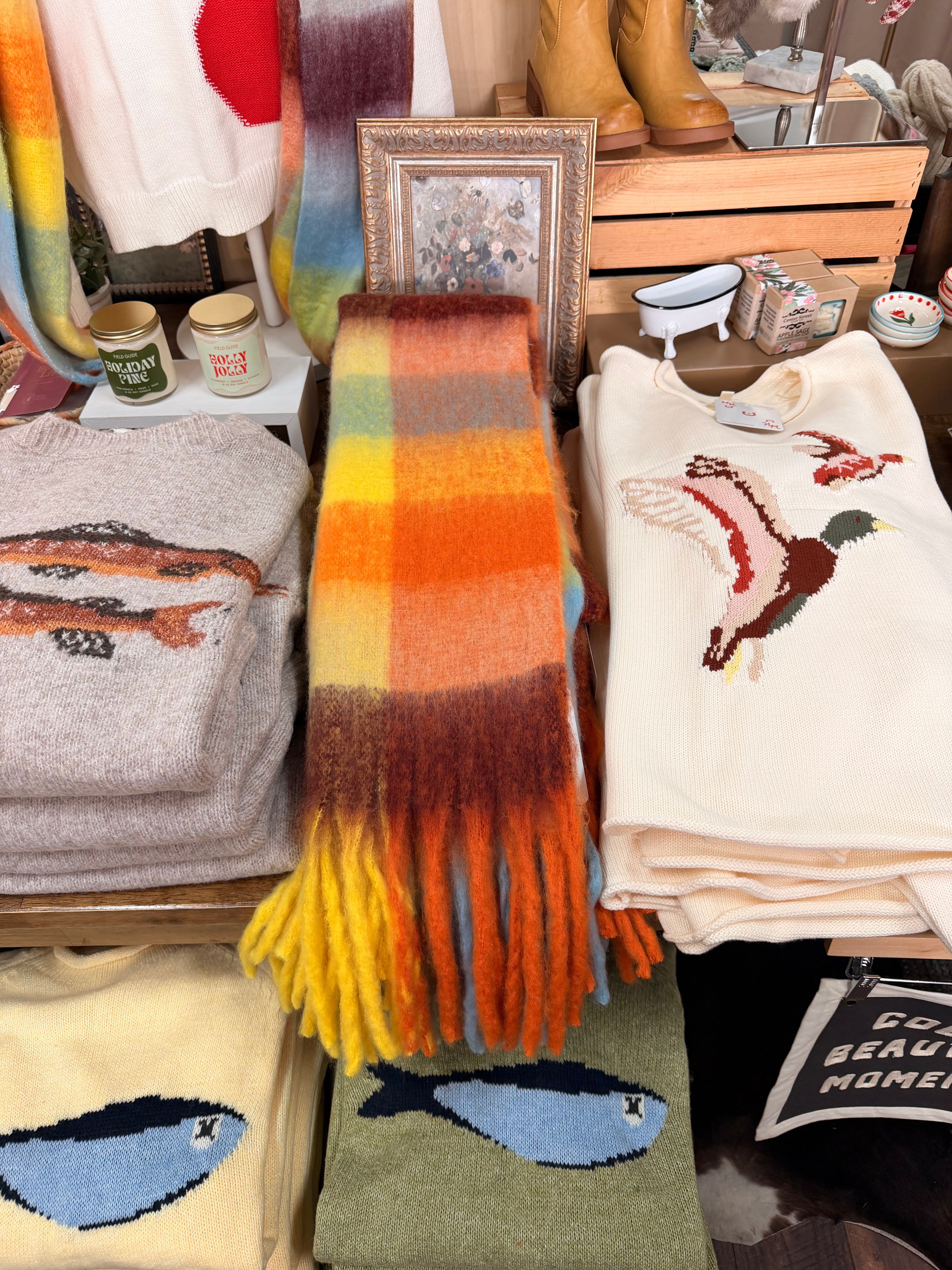 Colorful Plaid Scarf - Warm Tones