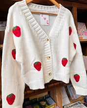 Knit Strawberry Sweater Cardigan