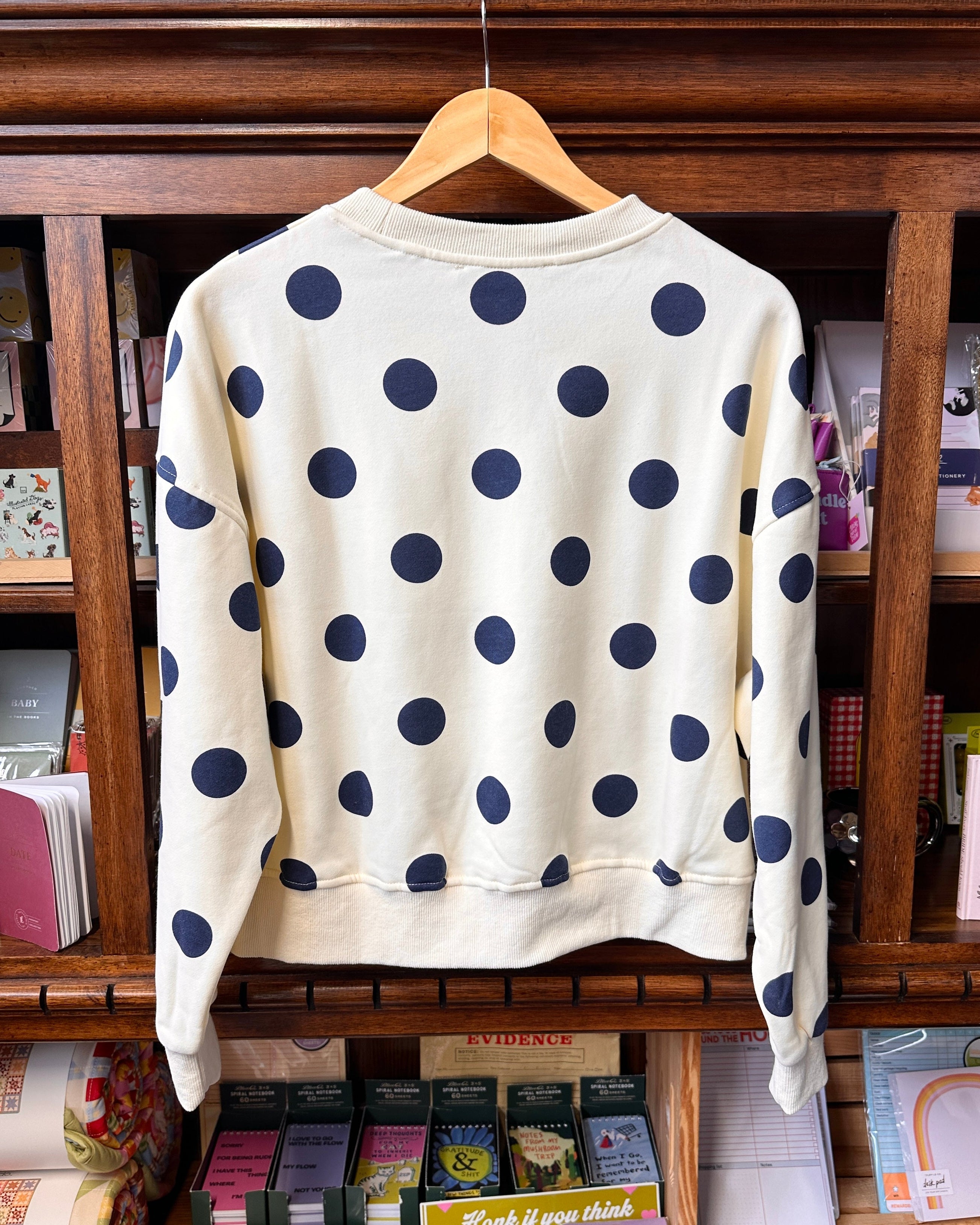 Polka Dot Sweatshirt - Navy/Cream