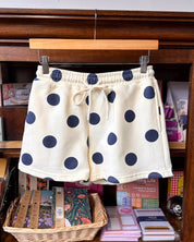 Polka Dot Sweatshorts - Navy/Cream