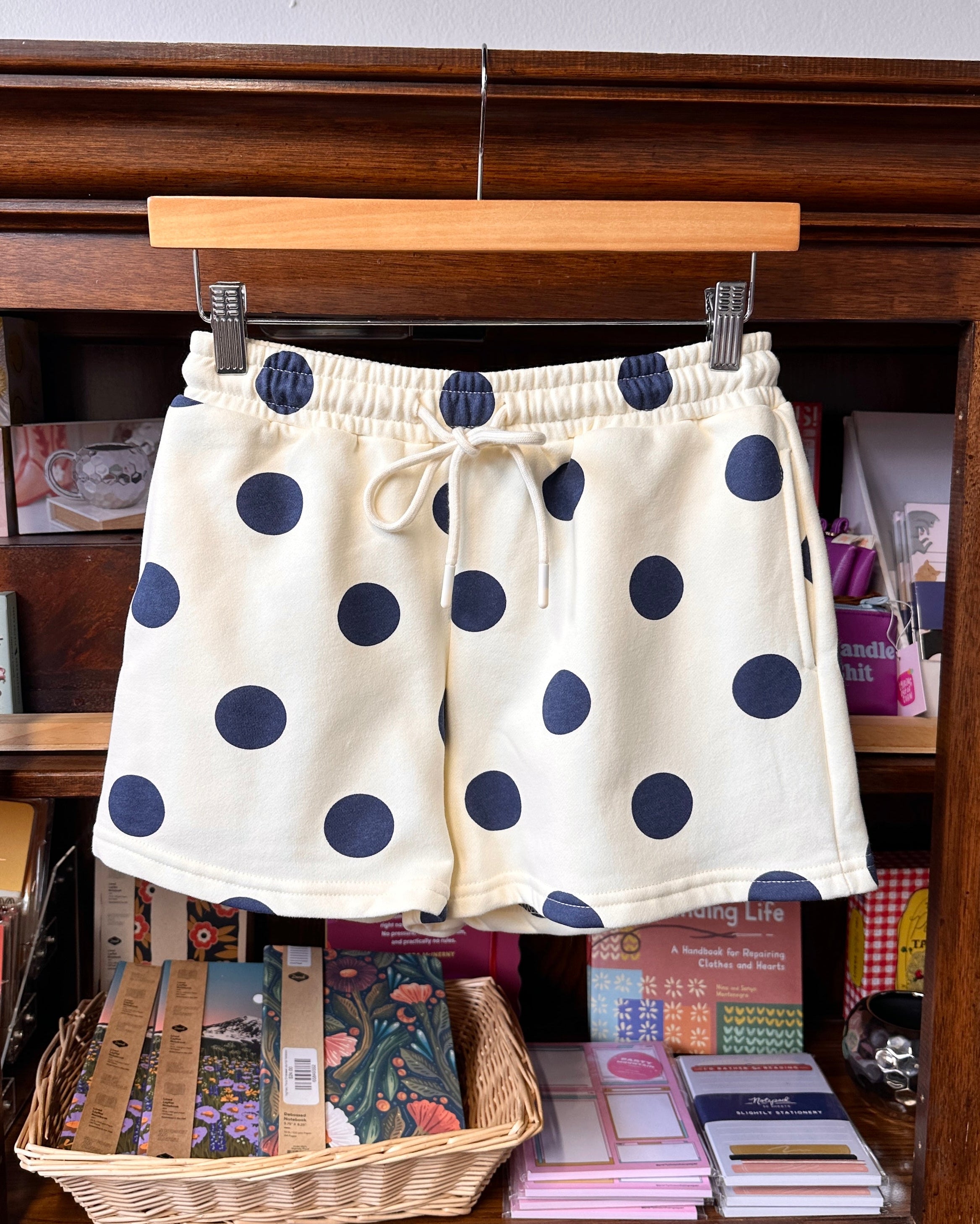 Polka Dot Sweatshorts - Navy/Cream