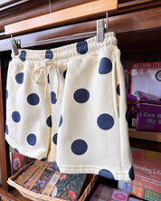 Polka Dot Sweatshorts - Navy/Cream