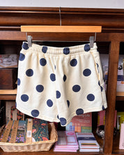 Polka Dot Sweatshorts - Navy/Cream