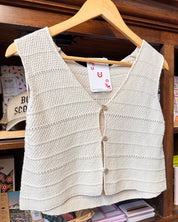 Knit Button Vest - Cream