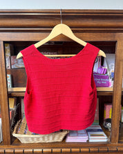 Knit Button Vest - Red