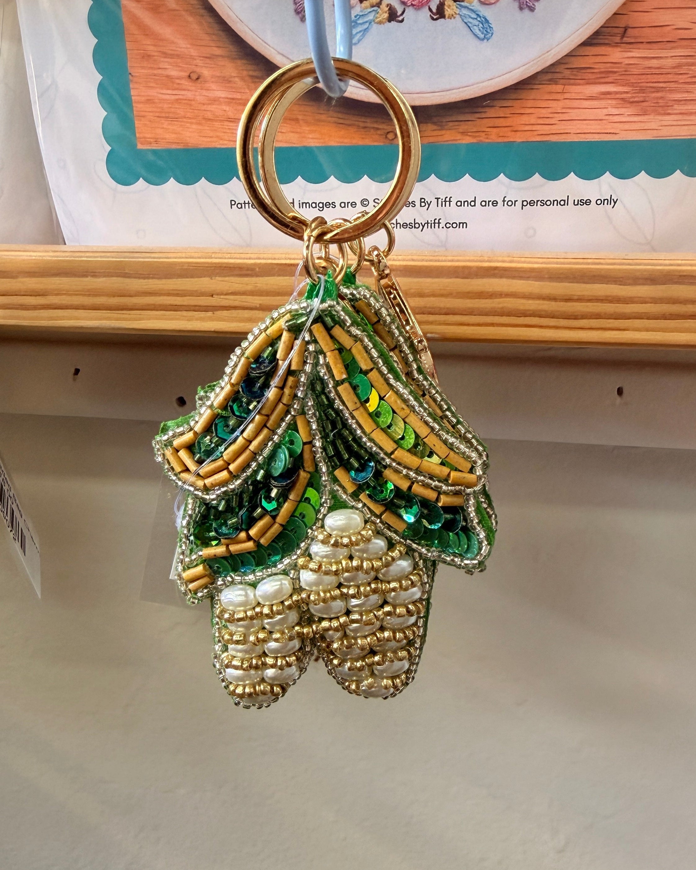 Corn Beaded Bag Charm