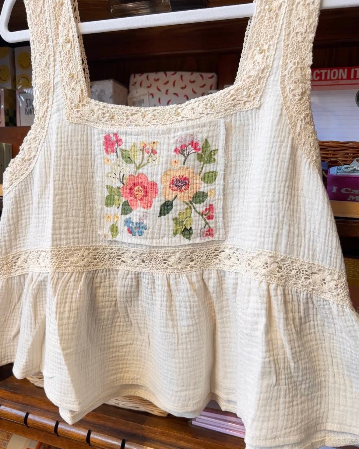 Square Neck Floral Print Babydoll Top