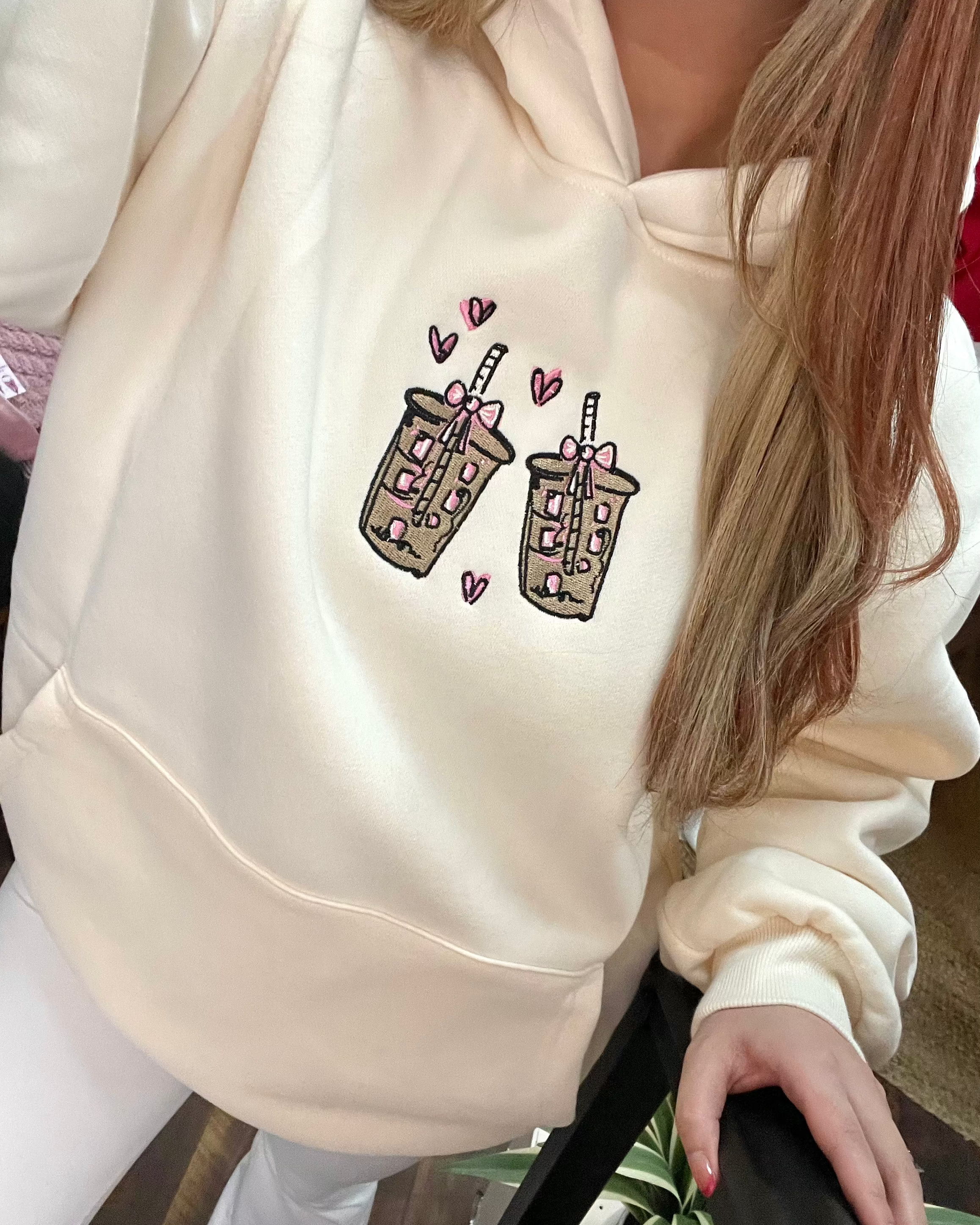 Latte Love Language Embroidered Hoodie