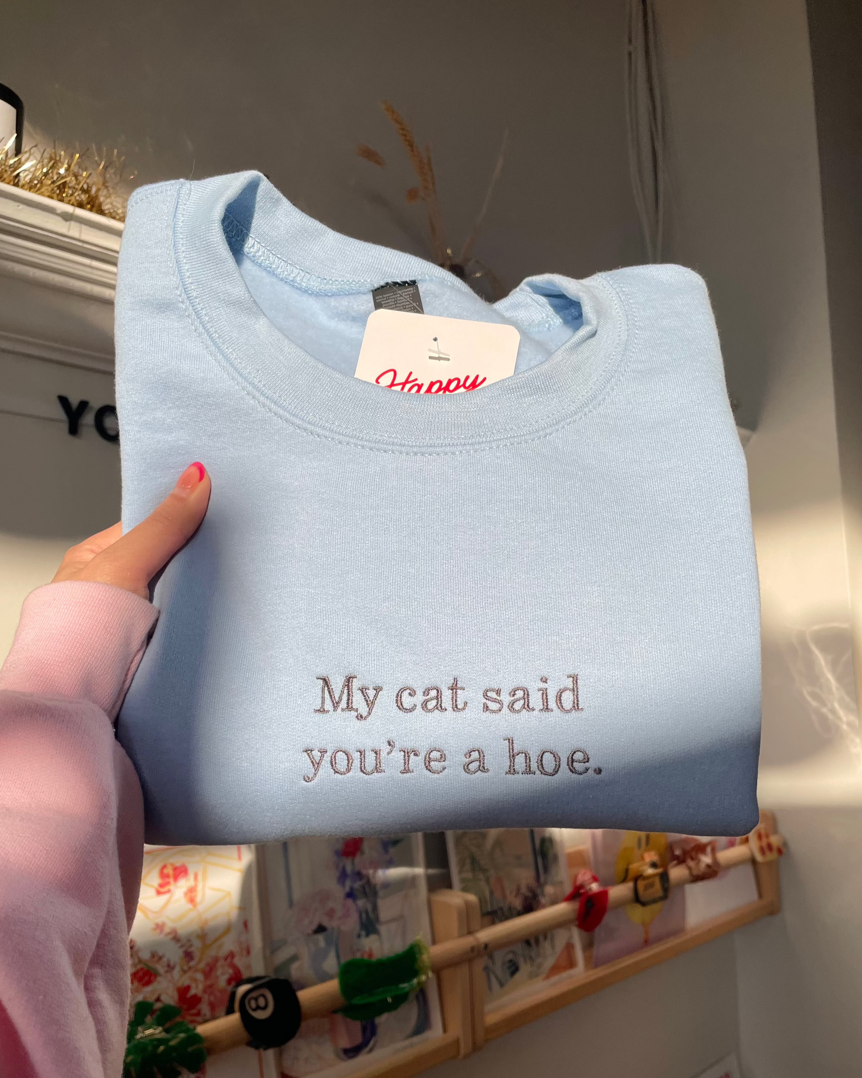 My Cat Said You're A Hoe. Sweatshirt - Light Blue