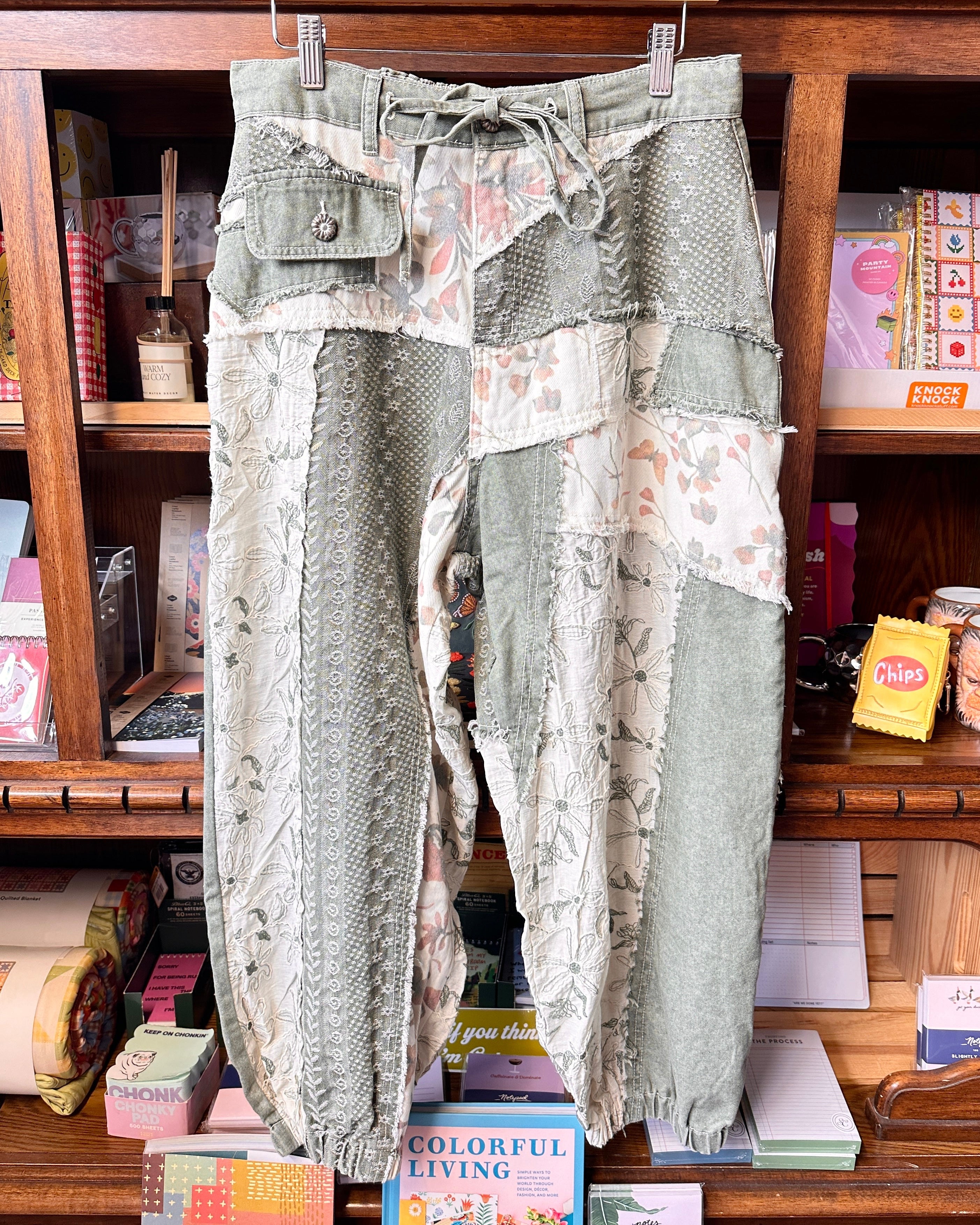 Patchwork Floral Pants - Green