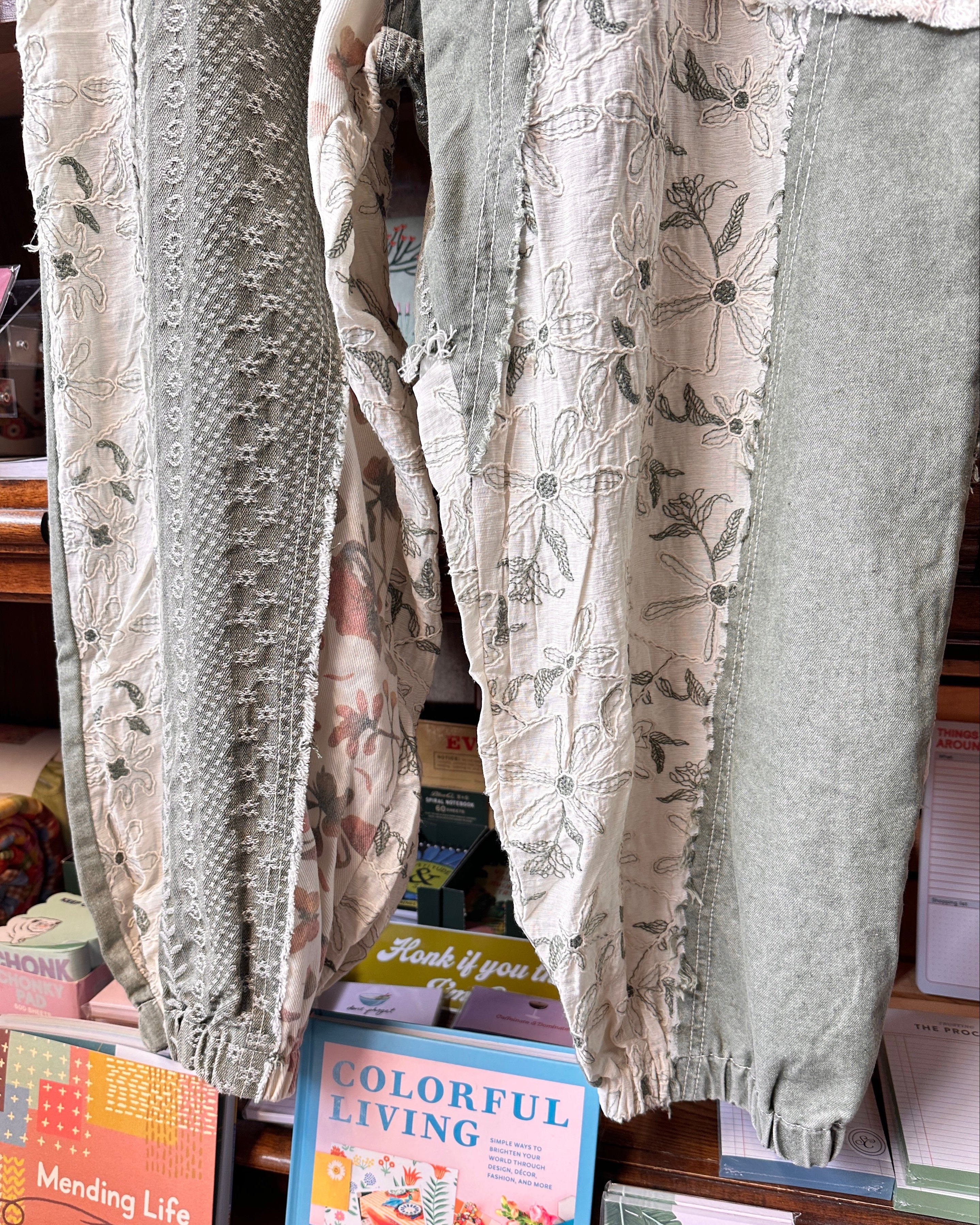 Patchwork Floral Pants - Green
