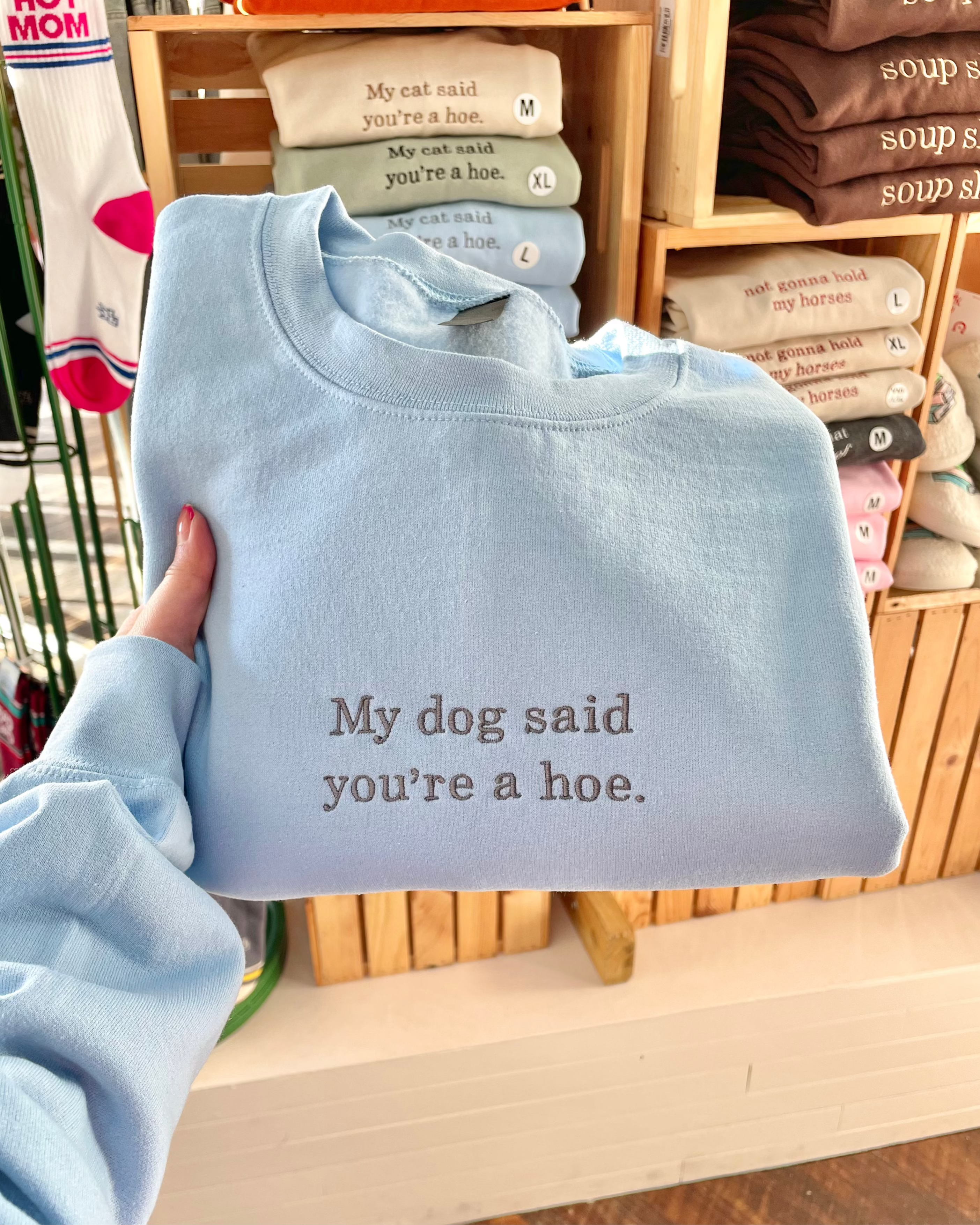 My Dog Said You're A Hoe. Sweatshirt - Light Blue