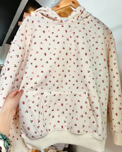 Cherry Bow Print Hoodie - Ivory