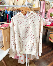 Cherry Bow Print Hoodie - Ivory