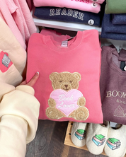 Book Lover Teddy Bear Sweatshirt - Pink