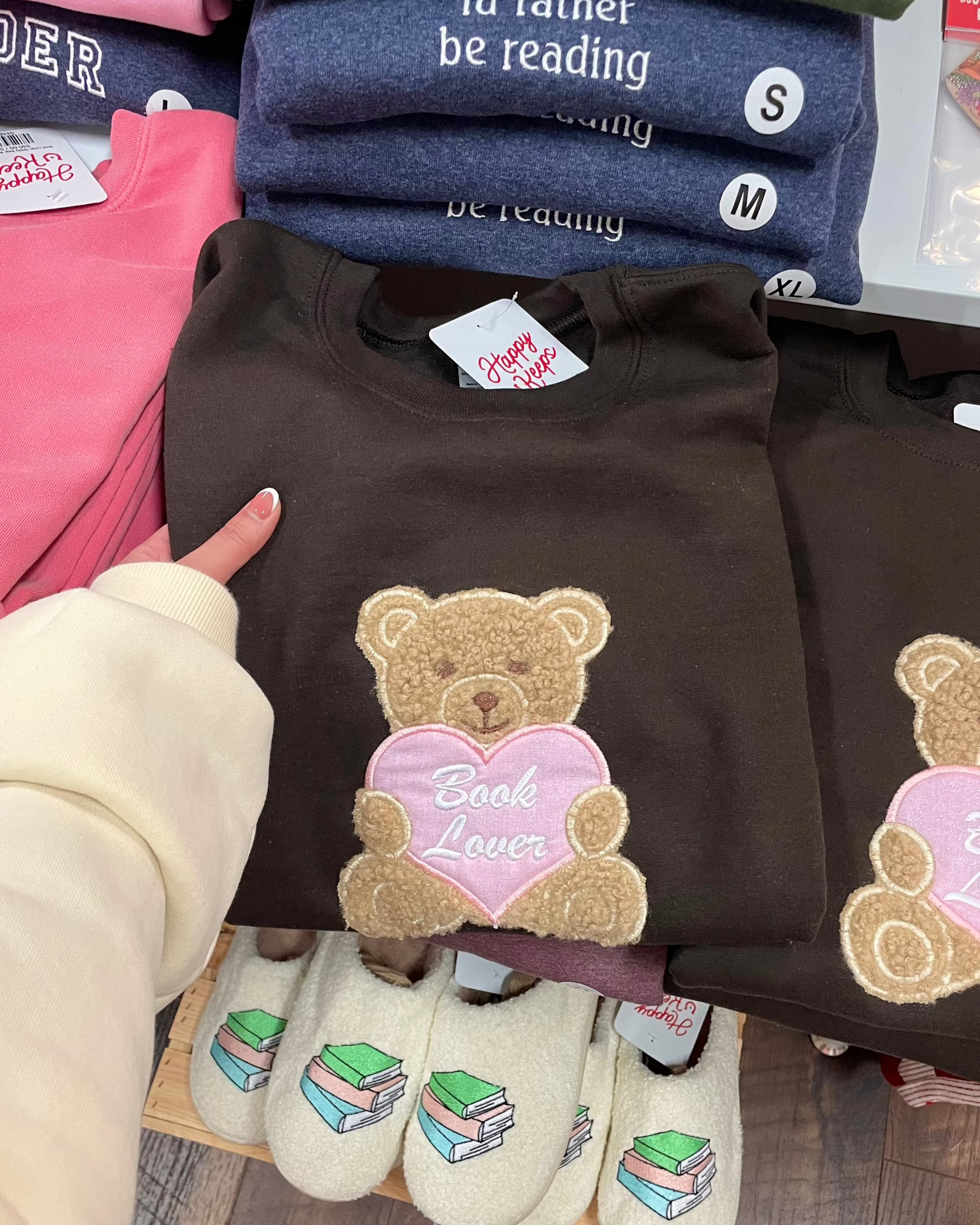 Book Lover Teddy Bear Sweatshirt - Brown