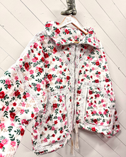 High Neck Floral Front Pocket Overfit Jacket