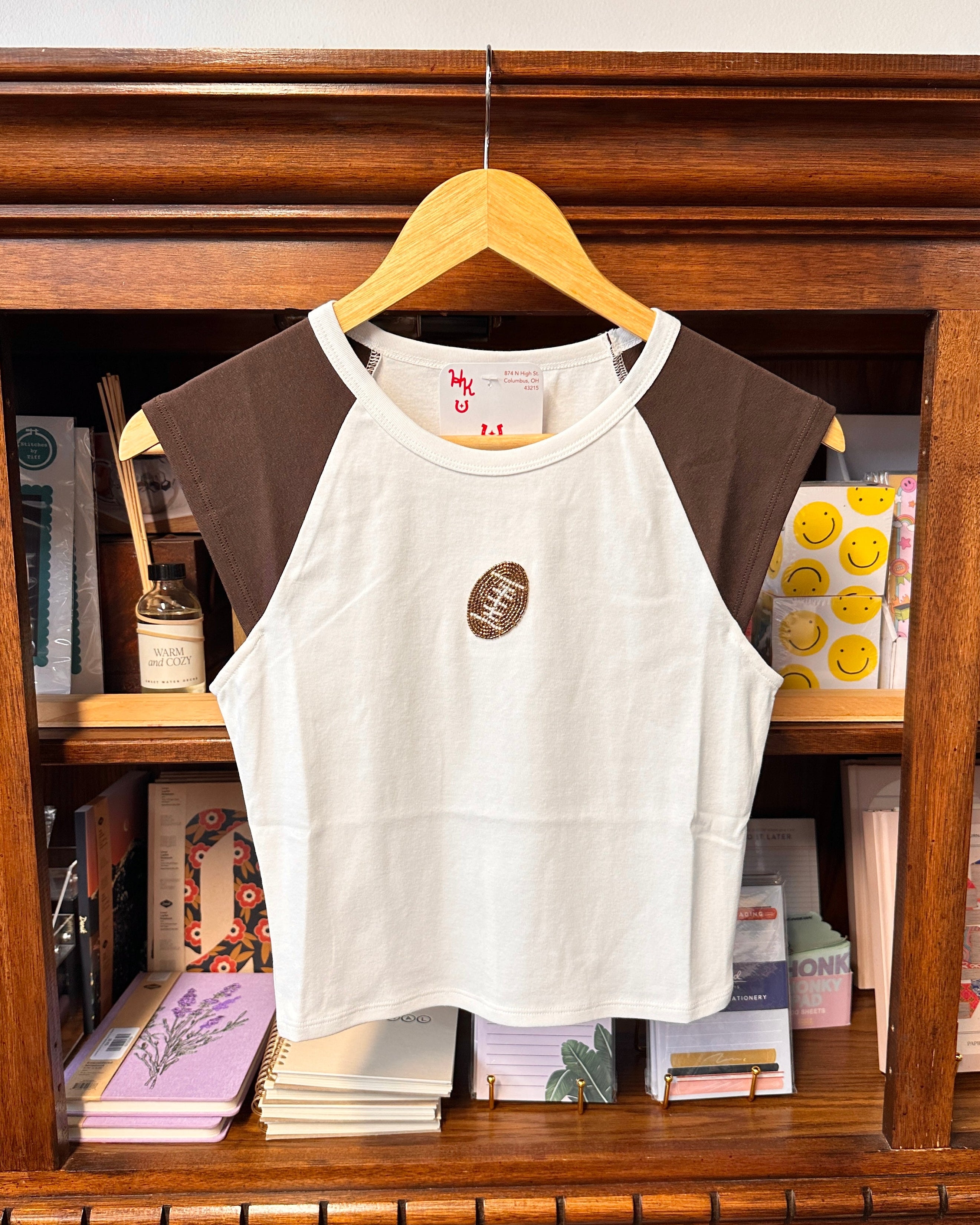 Beaded Football Raglan Tee