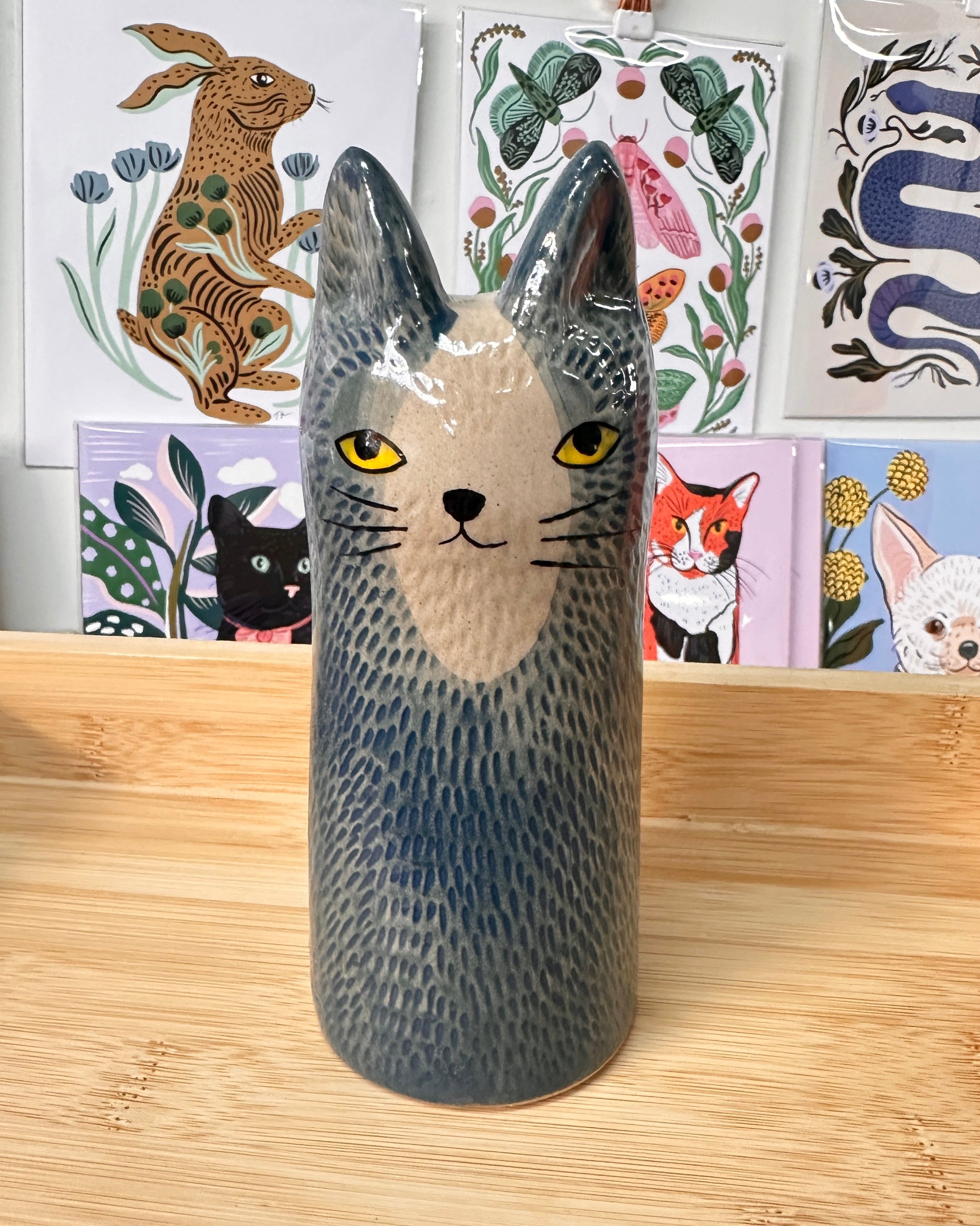 Cat Vase - Blue
