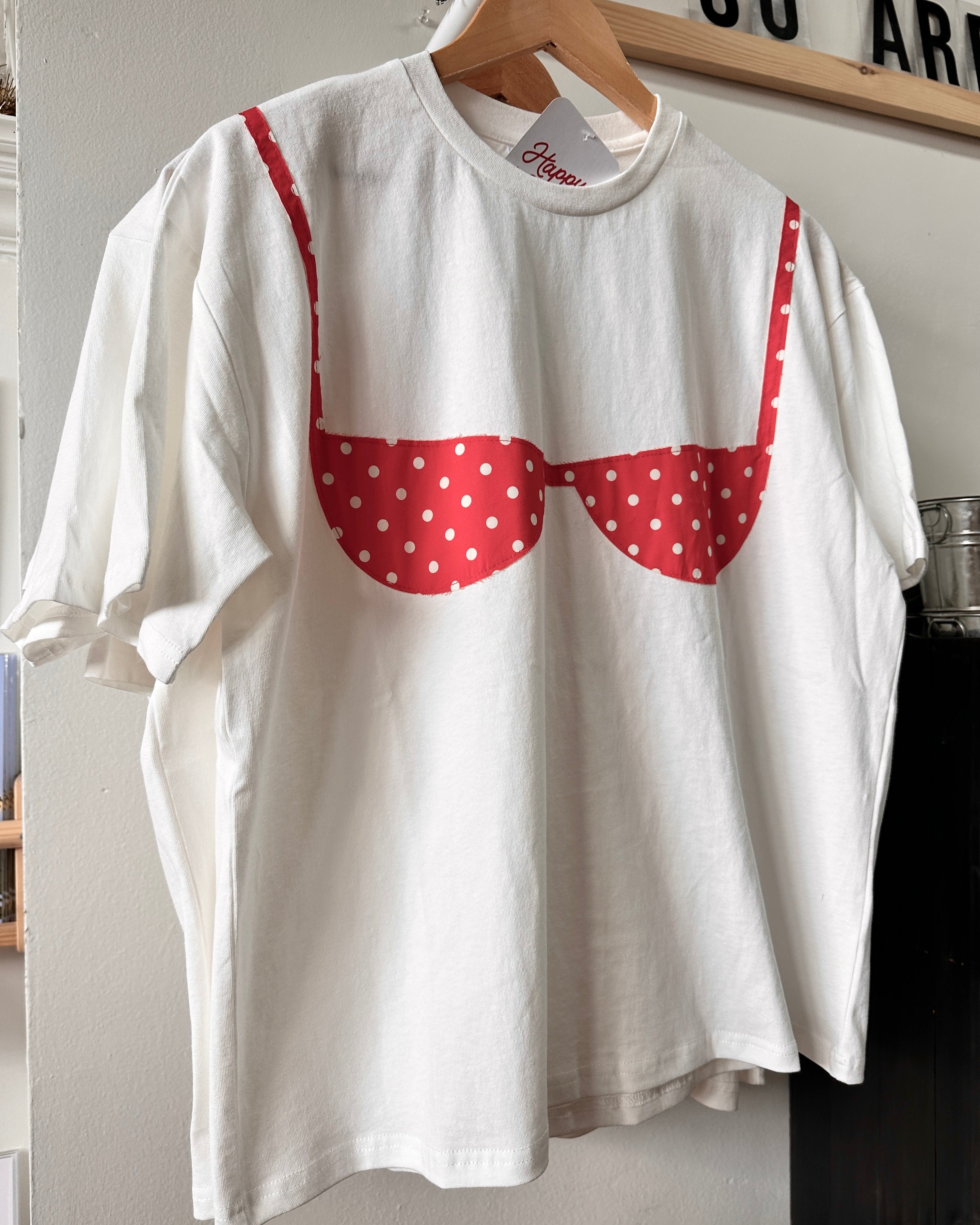 Bikini Patchwork Tee - Red Polka Dot