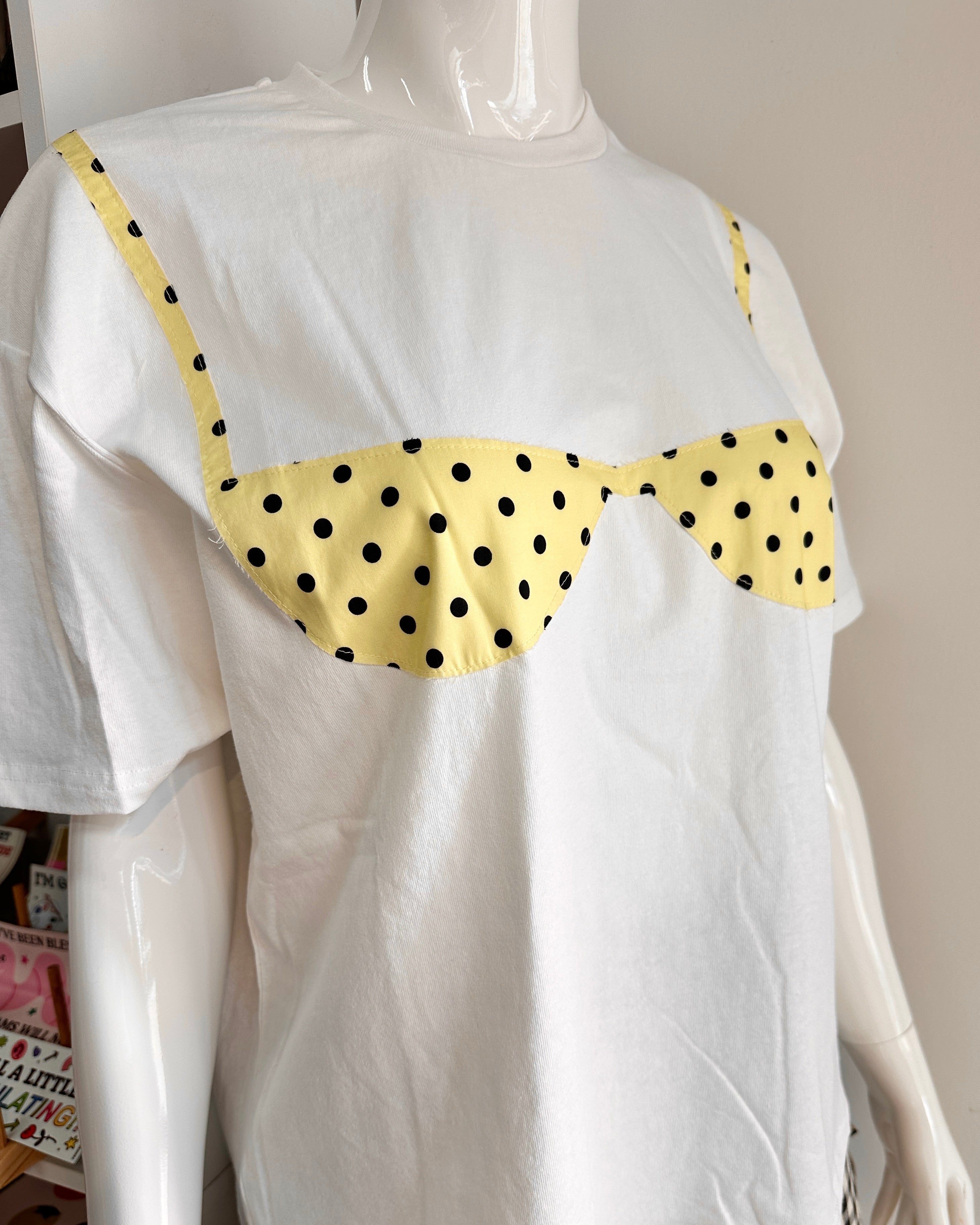 Bikini Patchwork Tee - Yellow Polka Dot