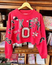 Buckeyes Embroidered Icons Cropped Sweatshirt