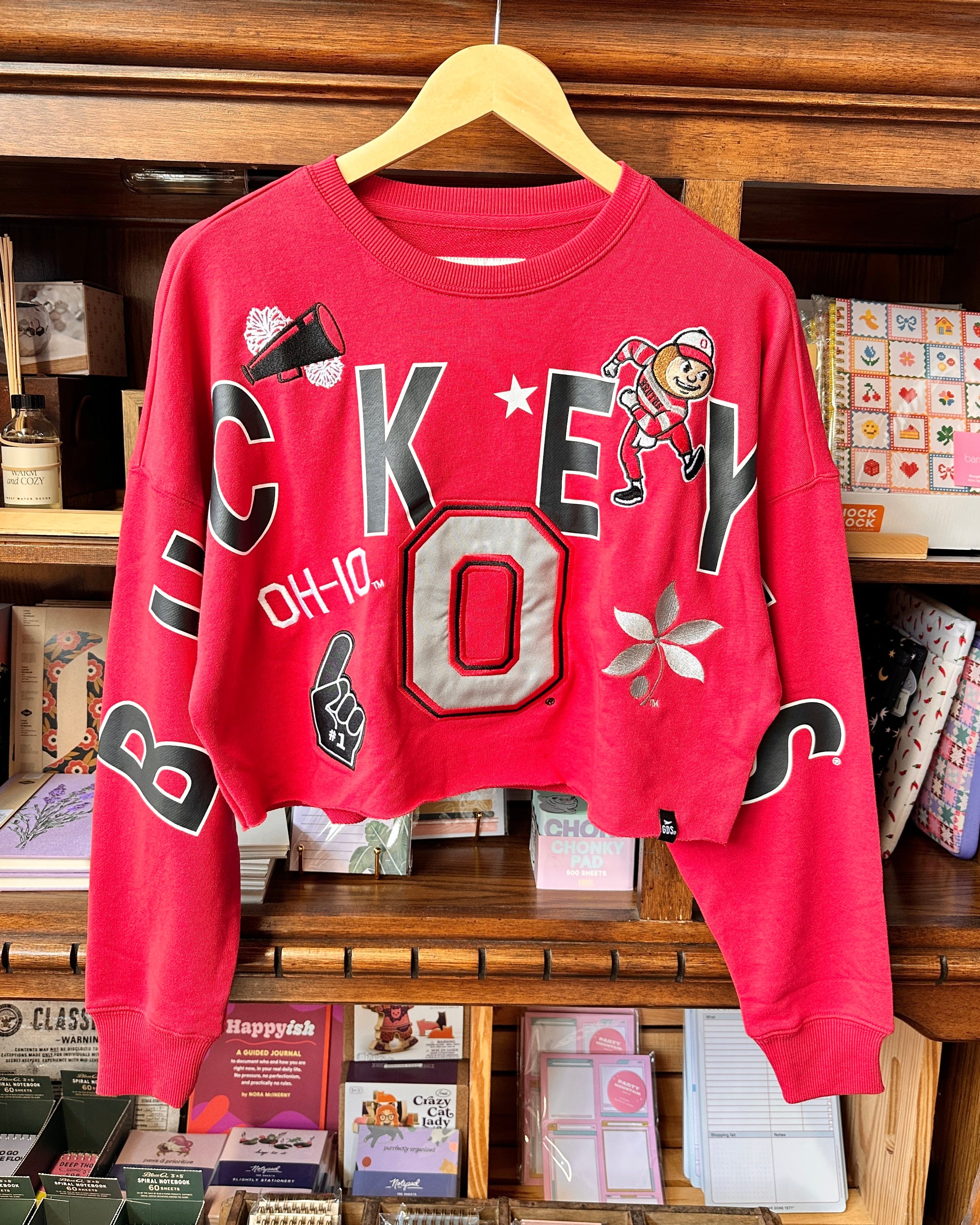 Buckeyes Embroidered Icons Cropped Sweatshirt
