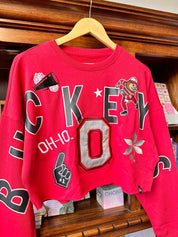 Buckeyes Embroidered Icons Cropped Sweatshirt