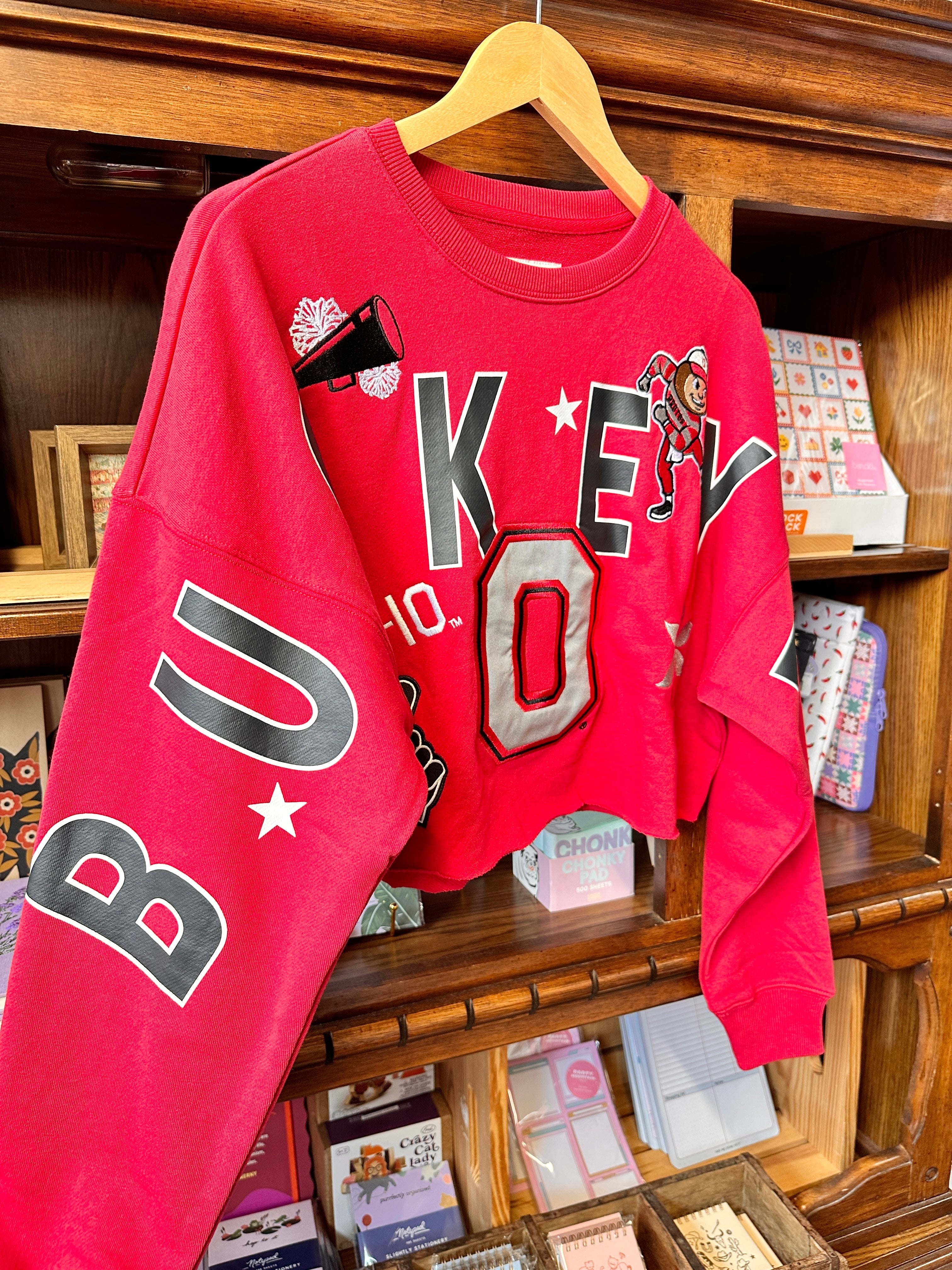 Buckeyes Embroidered Icons Cropped Sweatshirt