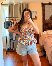 Floral Peplum Tube Top