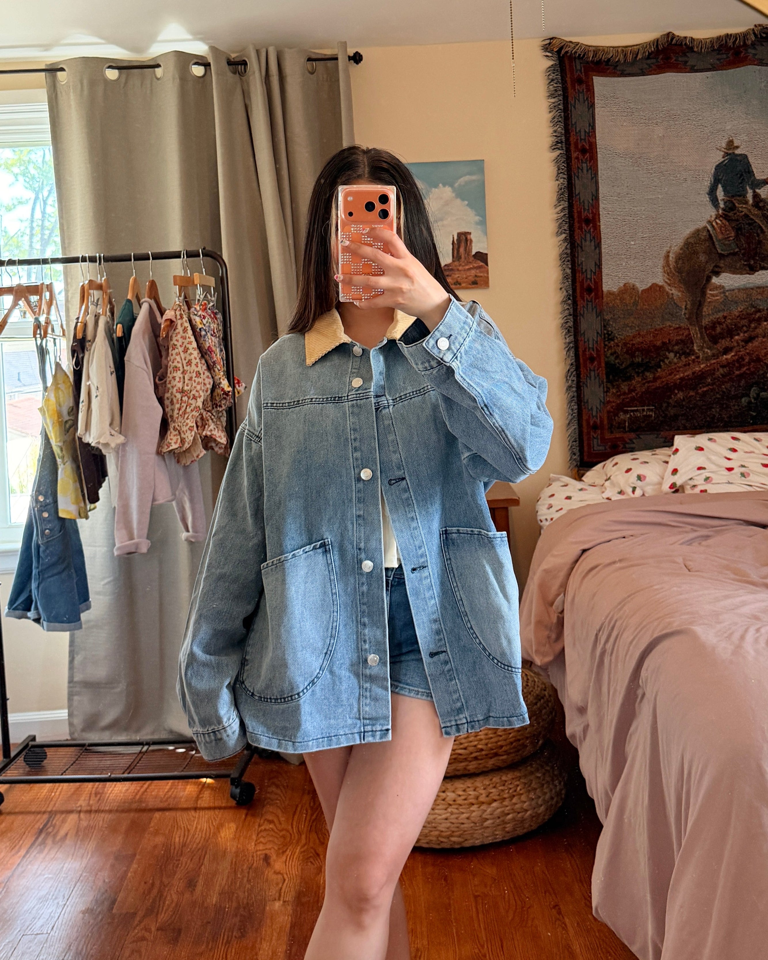 Denim Chore Jacket w/ Corduroy Collar