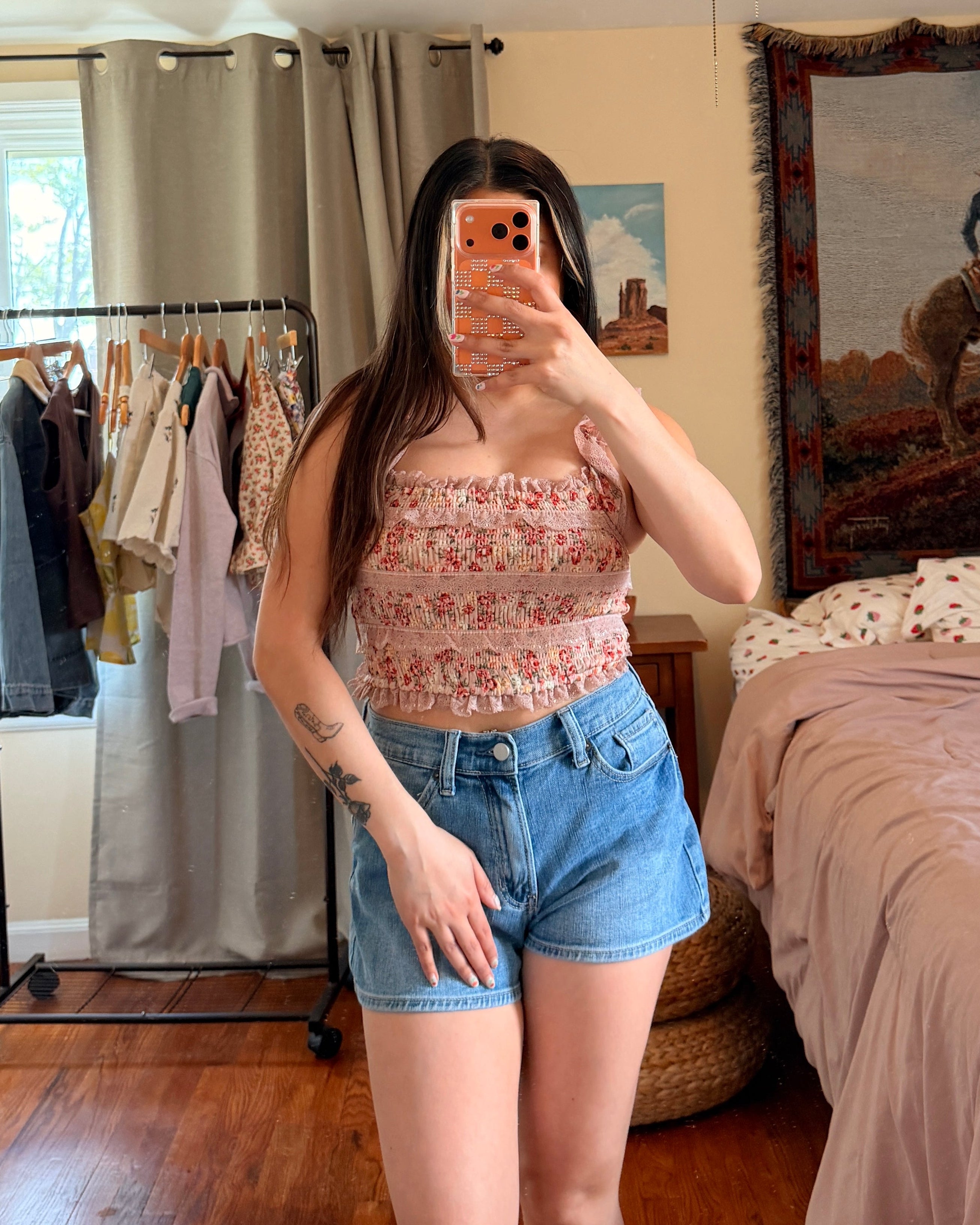 Floral Lace Smocked Top