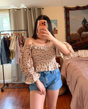 Floral Long Sleeve Smock Top