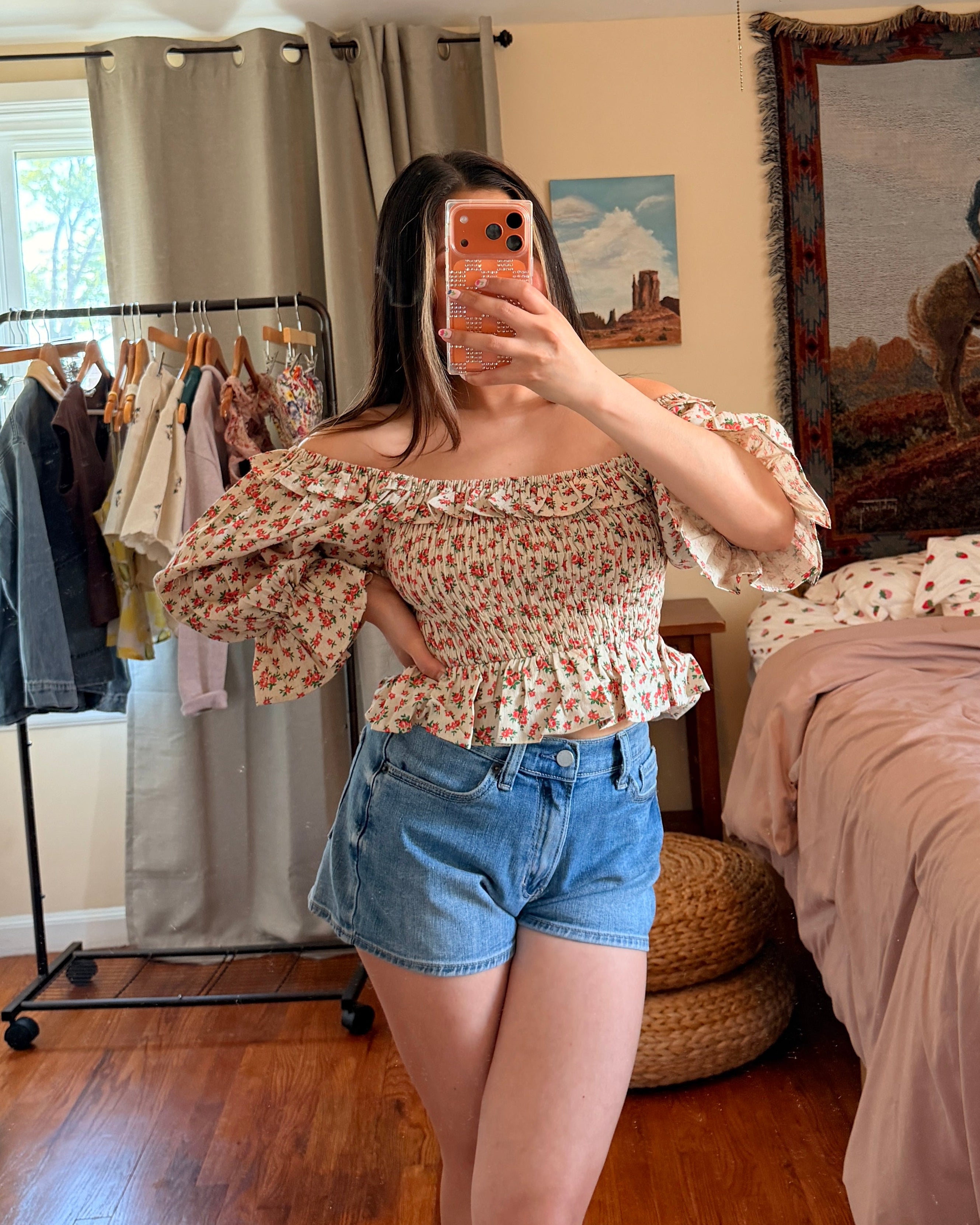 Floral Long Sleeve Smock Top
