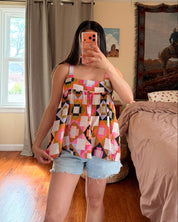 Quilt Print Babydoll Top