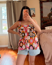 Quilt Print Babydoll Top