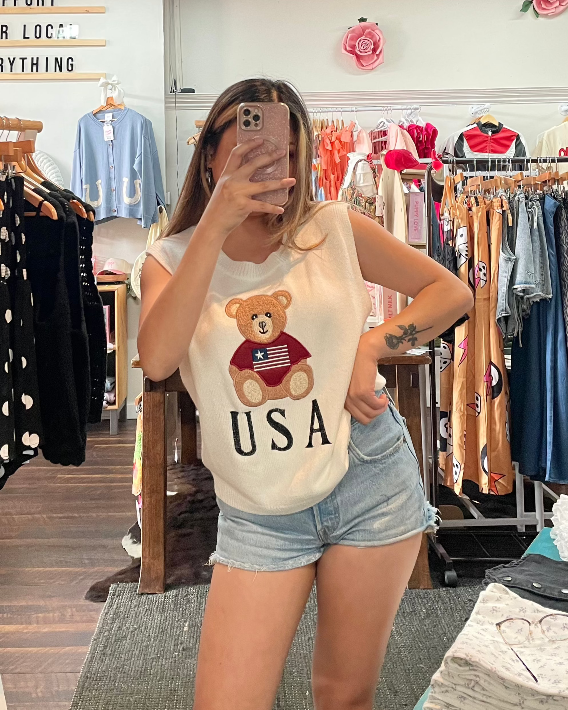 USA Teddy Bear Vest - Cream